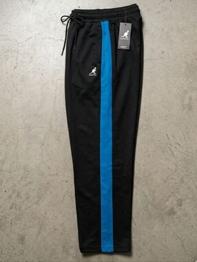 Kangol Mens XXL Black Blue Stripe Track Pants Joggers K9293 NWT Streetwear Retro